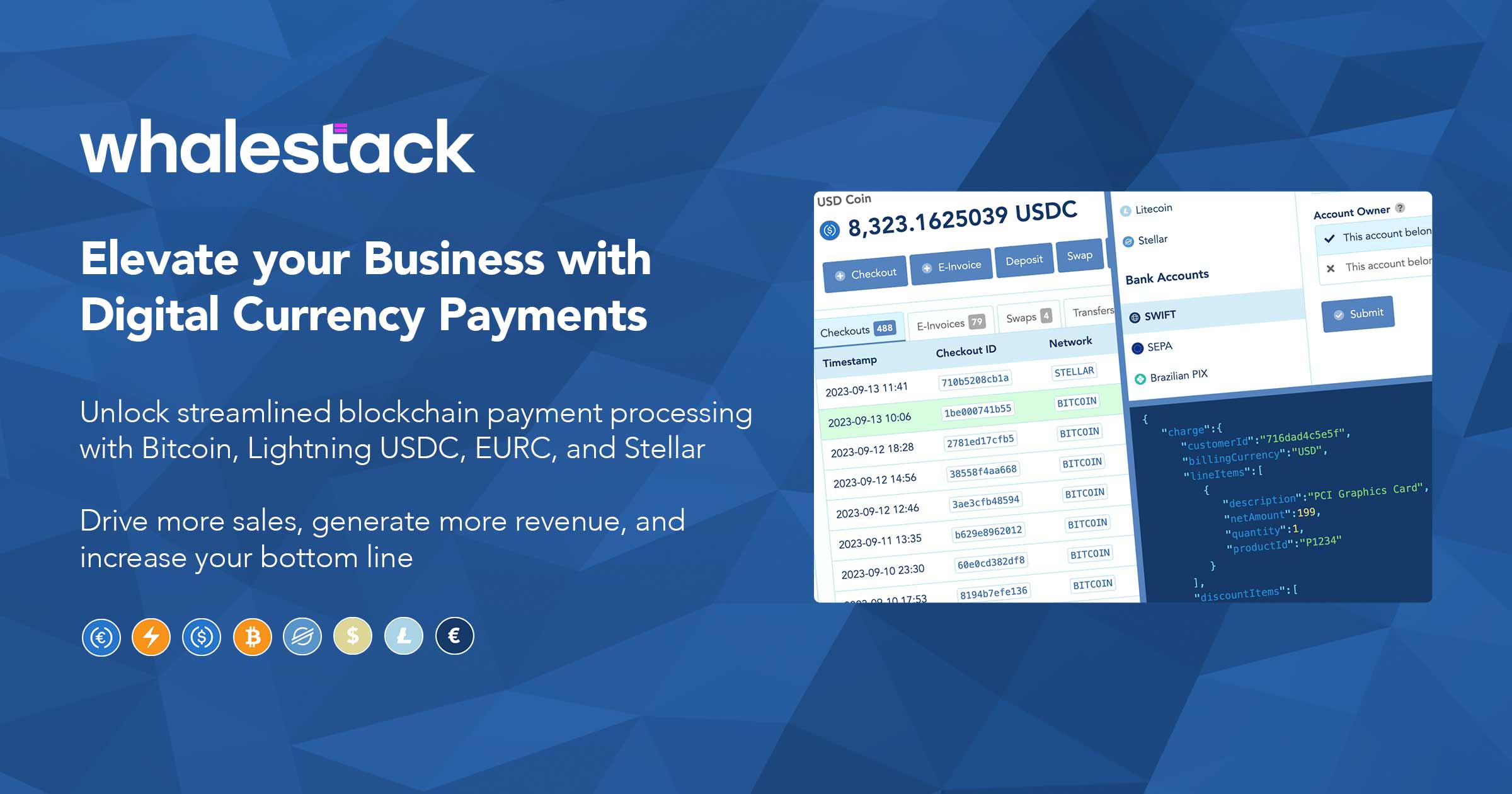 Whalestack · Accept and Manage Bitcoin, Lightning, USDC, and EURC Payments